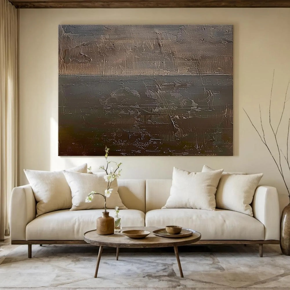 Wabi-Sabi Abstract Wall Art | Earth Tone Textured Oil Painting | Modern Minimalist Canvas for Living Room or Office Decor