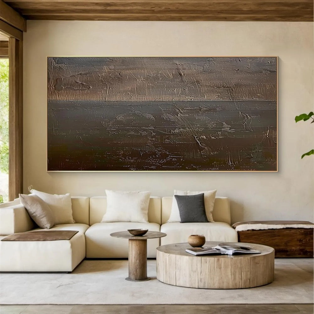 Wabi-Sabi Abstract Wall Art | Earth Tone Textured Oil Painting | Modern Minimalist Canvas for Living Room or Office Decor